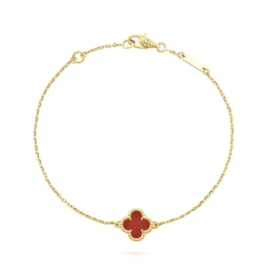 [Glimmer]CLOVER  CARNELIAN SINGLE FLOWER BRACELET
