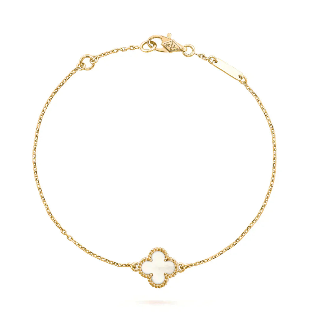 [Glimmer]CLOVER WHITE MOP SINGLE FLOWER BRACELET