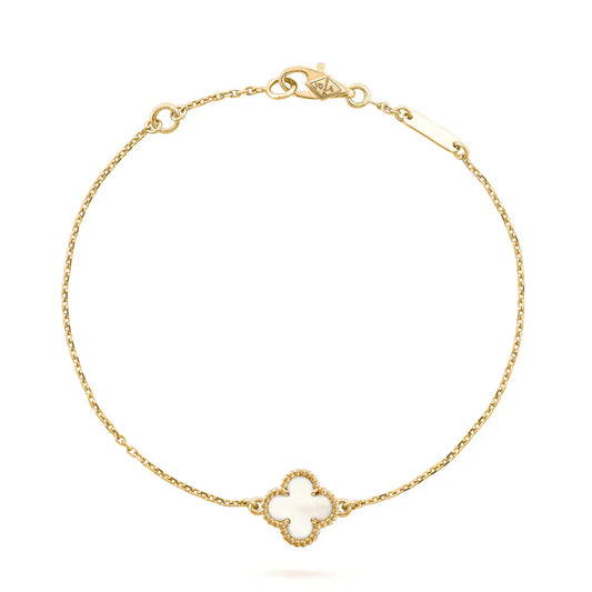 [Glimmer]CLOVER WHITE MOP SINGLE FLOWER BRACELET