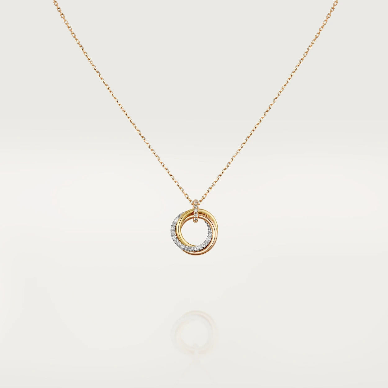 [Glimmer]TRINITY NECKLACE SILVER GOLD PINK GOLD DIAMONDS