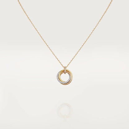 [Glimmer]TRINITY NECKLACE SILVER GOLD PINK GOLD DIAMONDS