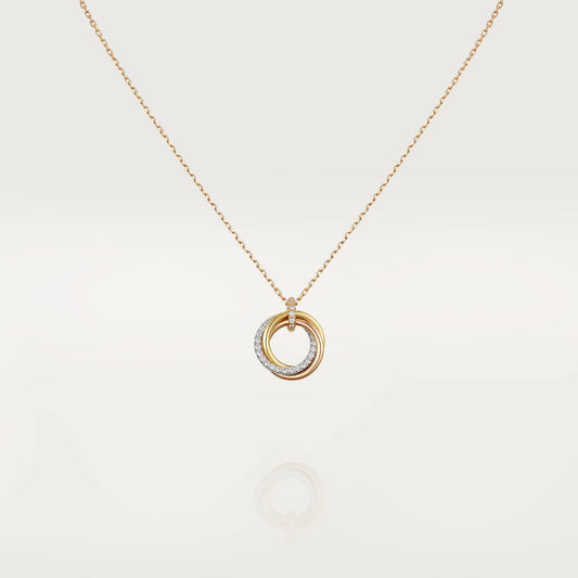 [Glimmer]TRINITY NECKLACE SILVER GOLD PINK GOLD DIAMONDS