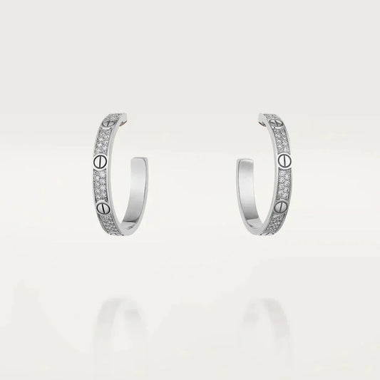 [グリマー]LOVE ダイヤモンド シルバー フープピアス