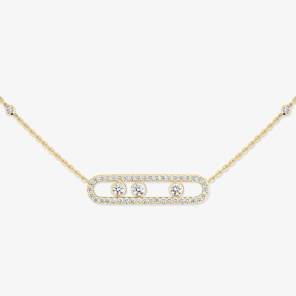 [Glimmer] Move Pave_ Rose Gold Diamond Necklace
