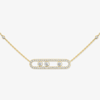 [Glimmer] Move Pave_ Rose Gold Diamond Necklace