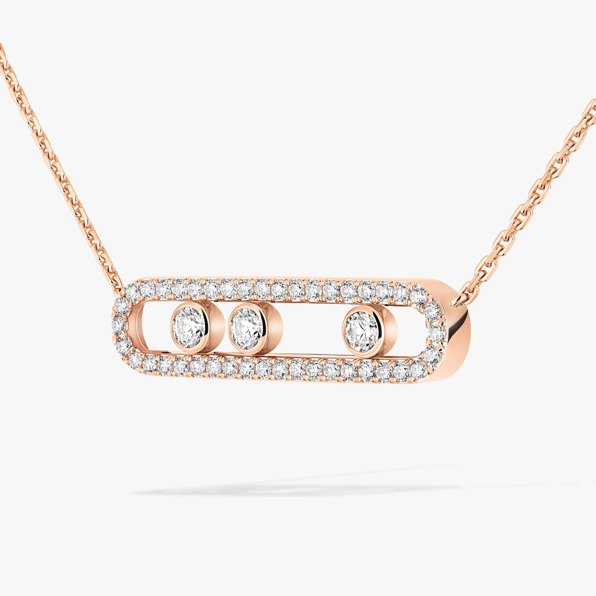 [Glimmer] Move Pave_ Rose Gold Diamond Necklace
