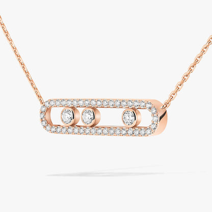 [Glimmer] Move Pave_ Rose Gold Diamond Necklace