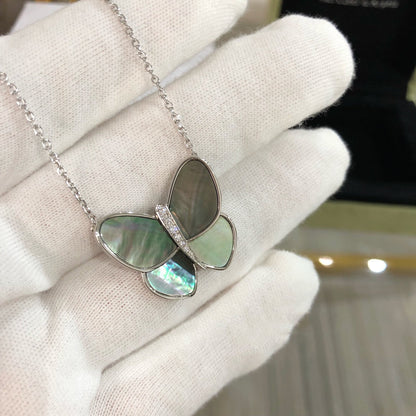[Glimmer]ラージバタフライシルバーペンダントダイヤモンドネックレス