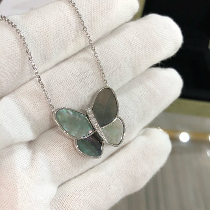 [Glimmer]ラージバタフライシルバーペンダントダイヤモンドネックレス