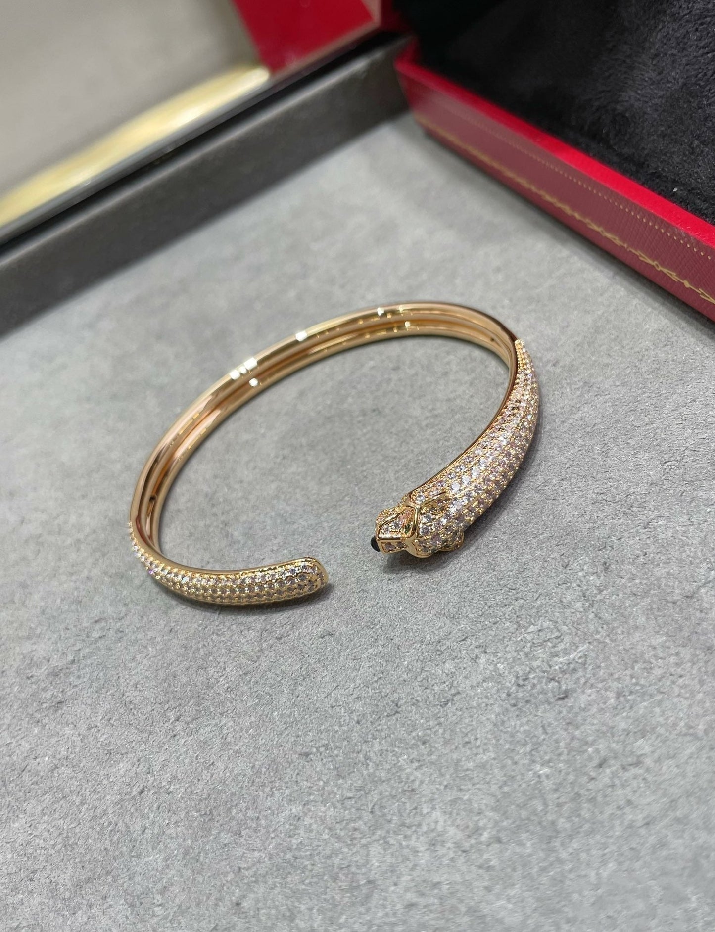 [Glimmer]PANTHERE FULL DIAMOND OPEN BRACELET