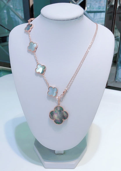 [Glimmer]コンビネーション ブレスレット 5モチーフ & ネックレス ダークマザーオブパール Glimmer ゴールド