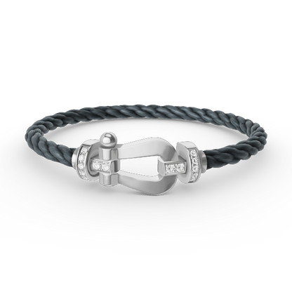 [Glimmer]FORCE LARGE HORSESHOE HALF DIAMOND BRACELET SILVER