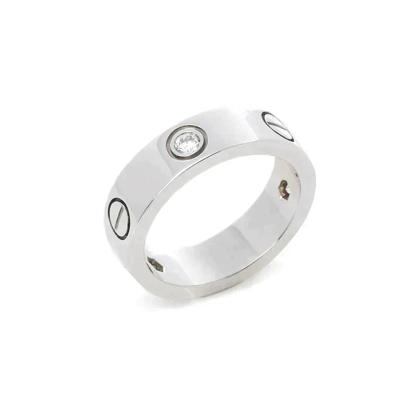 [Glimmer]LOVE RING 5.5MM 3 DIAMONDS SILVER