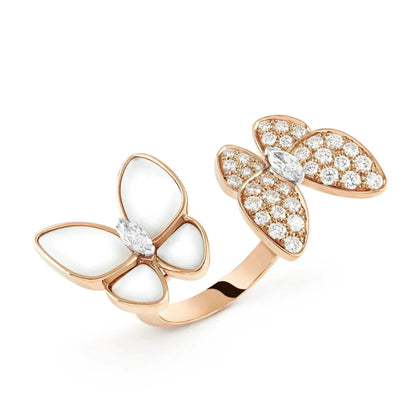 [Glimmer]TWIN BUTTERFLY DIAMOND MOP RING
